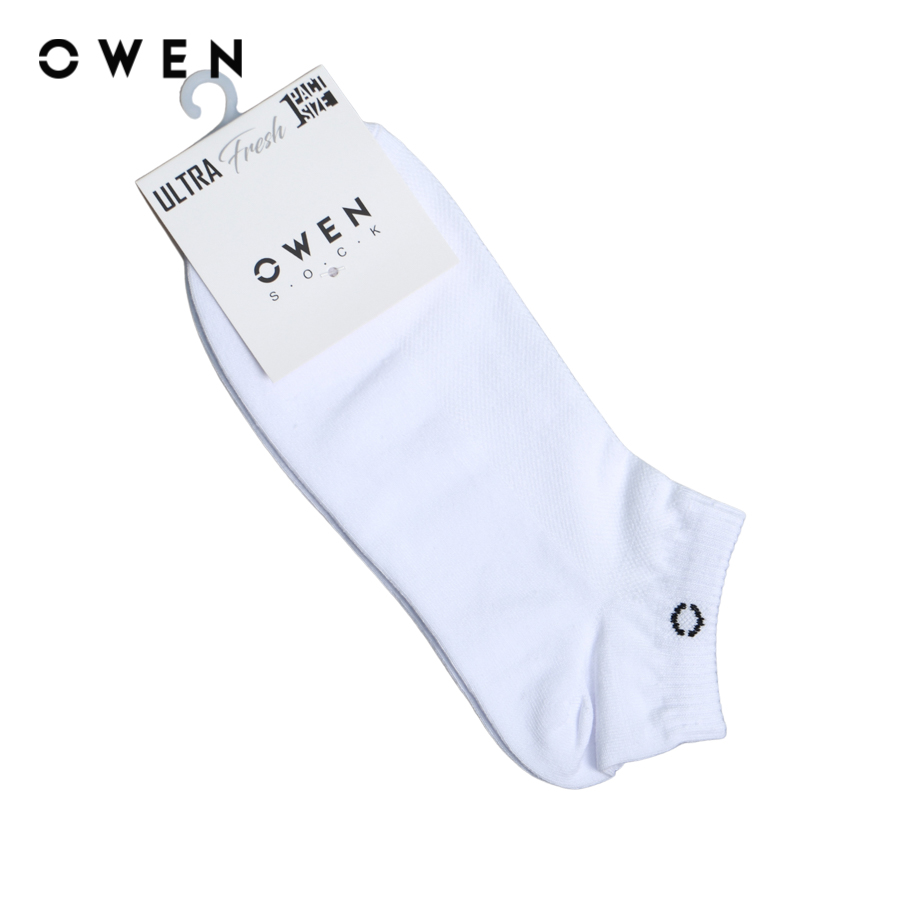 OWEN - Tất cổ ngắn nam màu Trắng Kẻ sọc 100% cotton TA221409