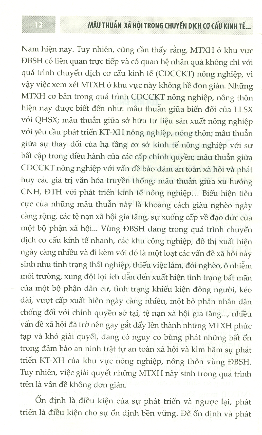 MÂU THUẪN XÃ HỘI Trong Chuyển Dịch Cơ Cấu Kinh Tế Nông Nghiệp Ở Các Tỉnh Đồng Bằng Sông Hồng Hiện Nay (Sách chuyên khảo)