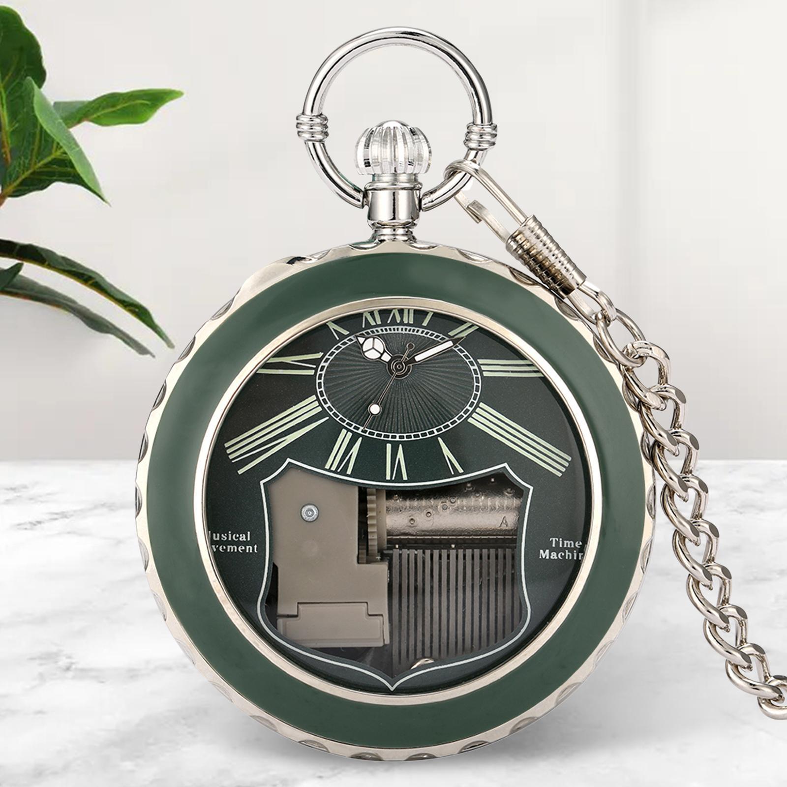2Pieces Quartz Pocket Watch Musical Movement Retro for Graduation Son