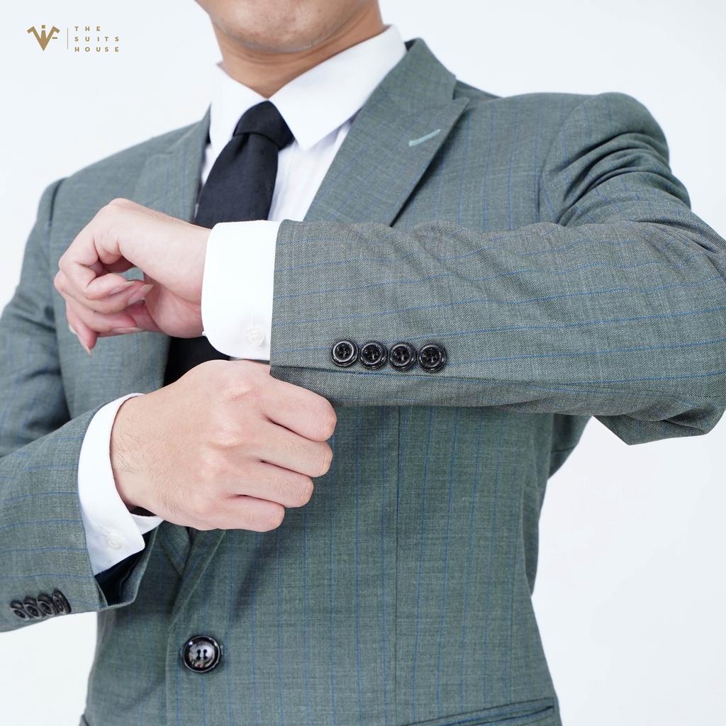 Bộ vest nam xanh rêu kẻ ô, suits sartorial chất WOOL The Suits House - S