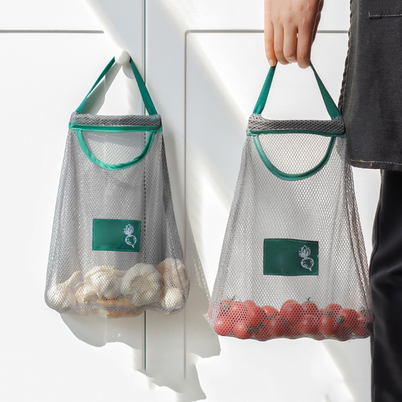 Túi lưới đựng hành tỏi củ quả treo tường, túi lưới đa năng nhà bếp tiện lợi