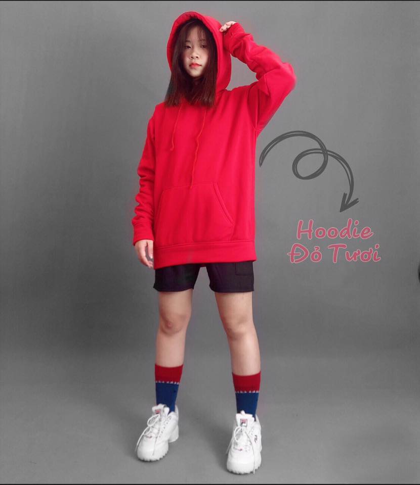 Áo Hoodie Trơn Màu Đỏ Cao Cấp Dáng Rộng Unisex Nam Nữ Mặc Được - MM