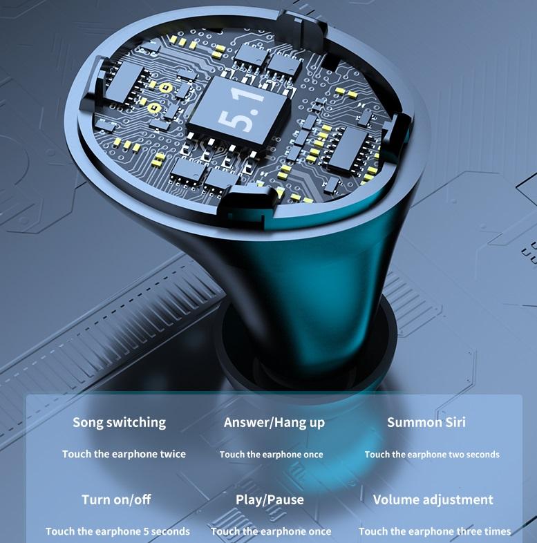 Bluetooth Earphones M18 TWS Wireless Headphones Waterproof Sports Touch Control Headset Charging case Stereo Earbuds
