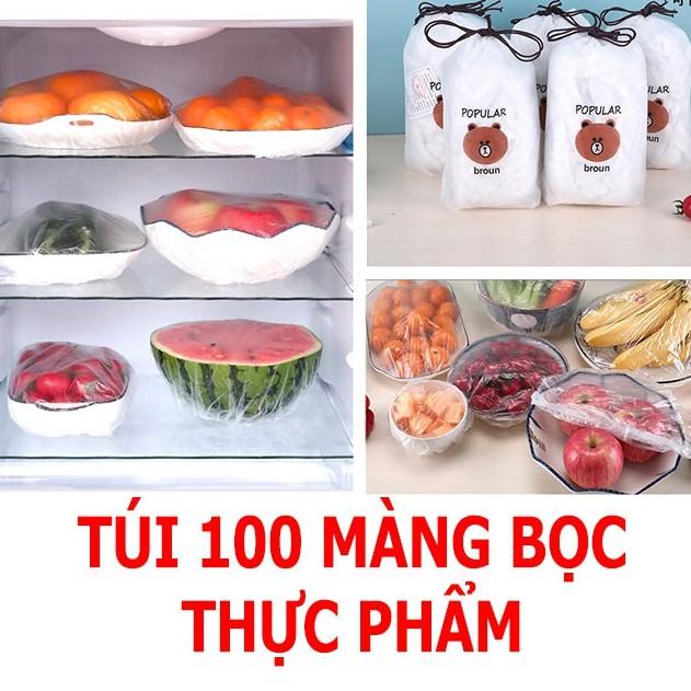 SET COMBO 100 TÚI MÀNG BỌC THỰC PHẨM CÓ CHUN CO GIÃN TÁI SỬ DỤNG NHIỀU LẦN