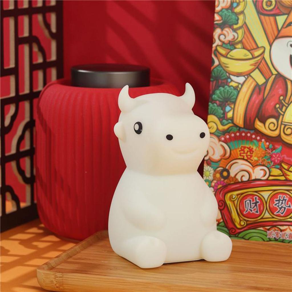 Silicone Cow LED Touch Sensor Night Light Cute Child Bedroom Lamp 7 Colors