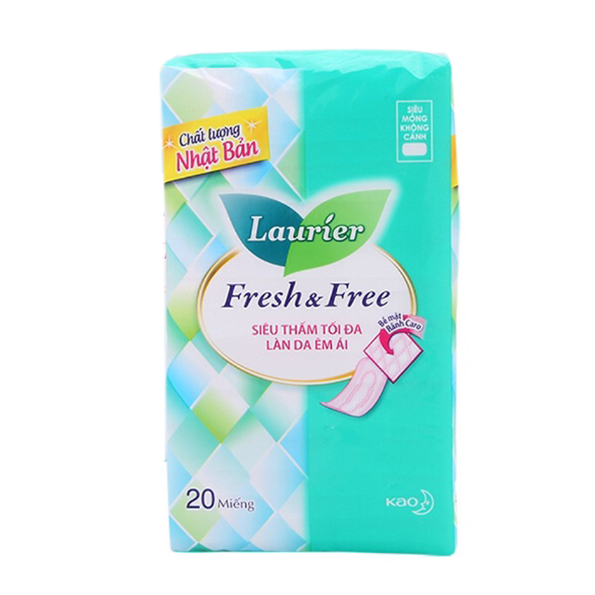  Băng Vệ Sinh Laurier Fresh & Free Siêu Mỏng Cánh - 20 Miếng