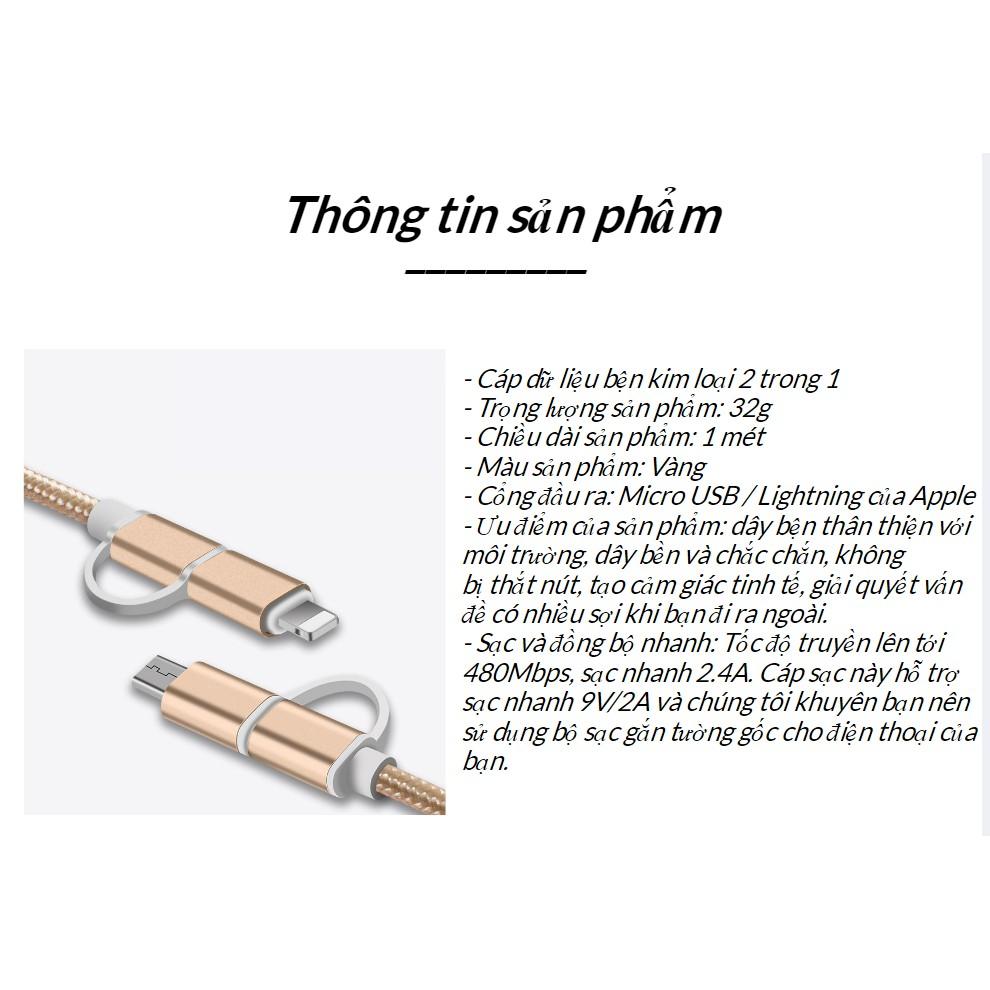 Cáp sạc điện thoại đa năng 2 in 1 với thiết kế độc đáo dùng trên ô tô xe hơi tiện lợi