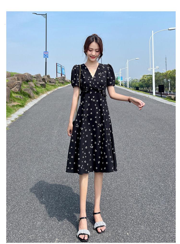TOBE1SHOP Váy chiffon hoa nhỏ cho phụ nữ 2023 mùa hè Pháp màu đỏ khí chất cao eo mỏng váy