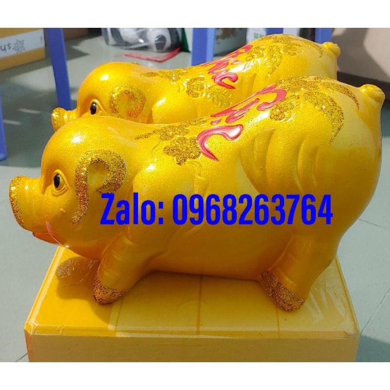 Heo đất tài lộc 33cm, sơn bóng phản quang, hàng cao cấp