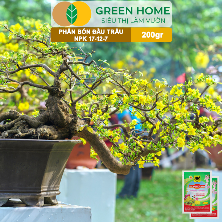 Phân NPK 17-12-7 Greenhome, Đầu Trâu, Bao 200Gr, Chồi Lá Khỏe - Ra Hoa Nhiều, Chuyên Hoa Và Cây Cảnh