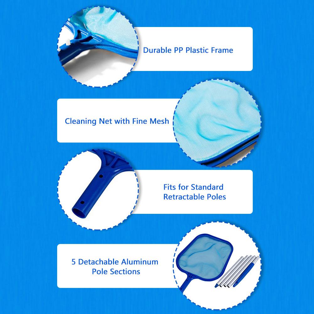 Lưới làm sạch hồ bơi, vớt rác, rong rêu kích thước 44x34 cm, có thể tháo rời 5 phần