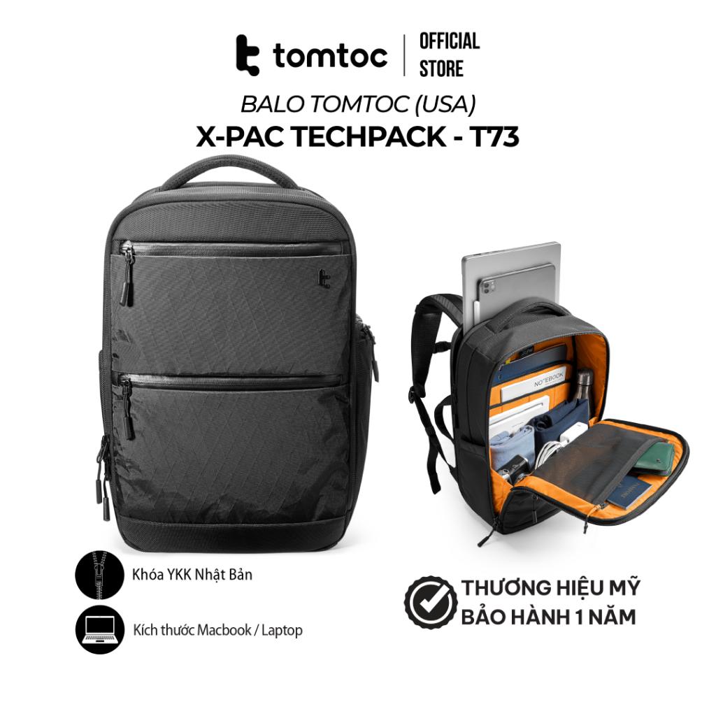 Balo Tomtoc X-pac Techpack Black cho Ultrabook 13/14/15/16 - Dung tích 20L, chất liệu X-pac, Hàng chính hãng