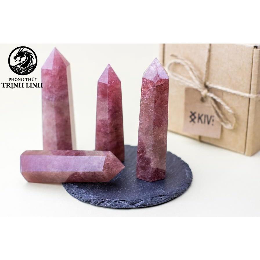 Trụ đá thanh tẩy T.A DÂU TÂY dùng trong Tarot, reiki, thiền định,yoga cân bằng, phong thủy