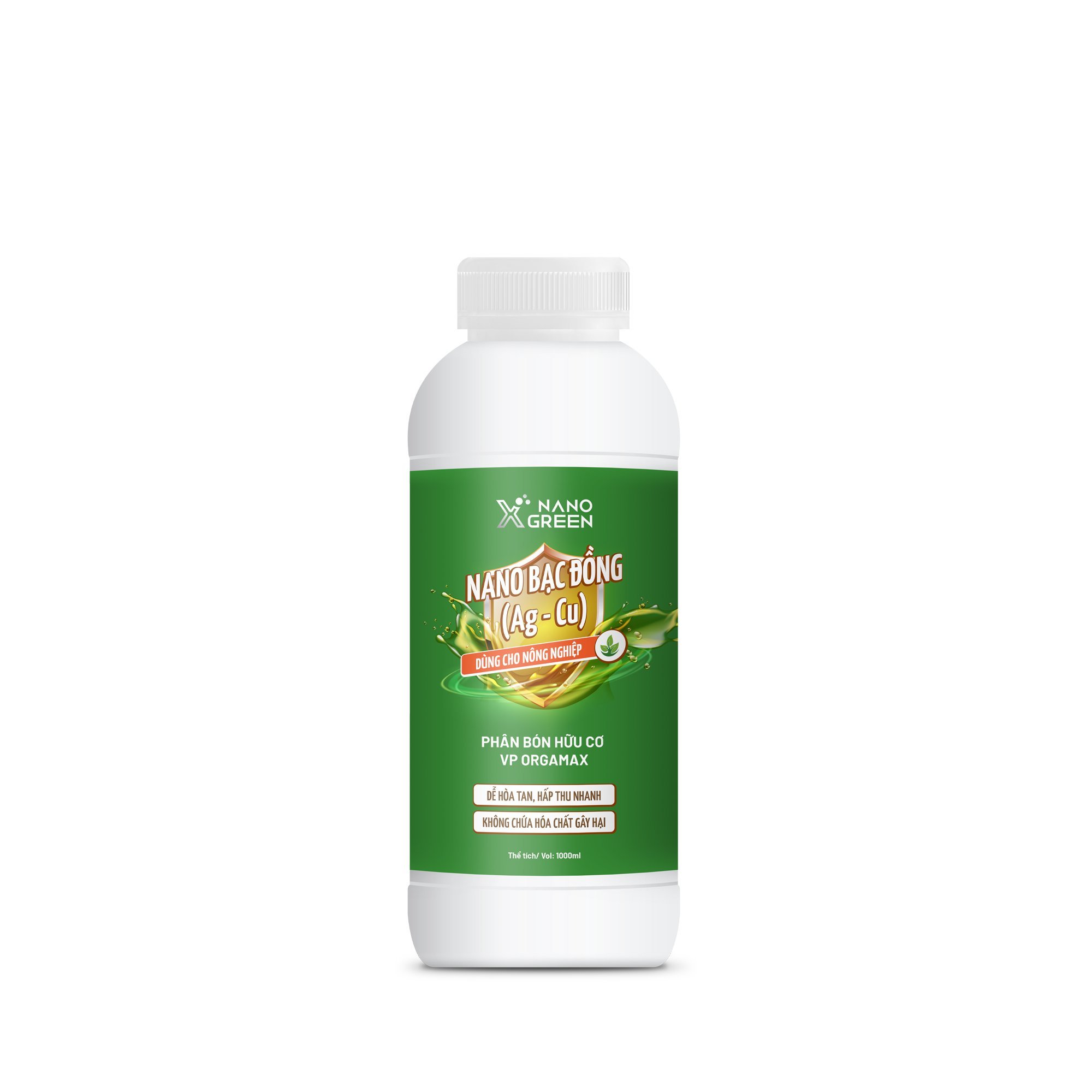 NANO BẠC ĐỒNG (Ag-Cu) PHÂN BÓN NANO XGREEN NÔNG NGHIỆP 1000ML HẠN CHẾ NẤM, KHUẨN, BỆNH VÀNG LÁ, THỐI RỄ, XÌ MỦ THÂN-AHT CORP