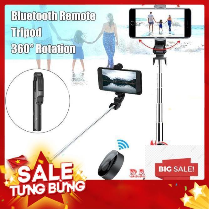 Gậy tự sướng chụp hình ảnh selfie kiêm tripod 3 chân đế đỡ điện thoại kèm remote bluetooth đa năng gấp gọn