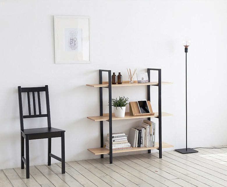 KỆ SÁCH HÀN QUỐC 3 TẦNG MÀU ĐEN PHỐI GỖ - BILON BOOK SHELF BLACK NẢTURAL