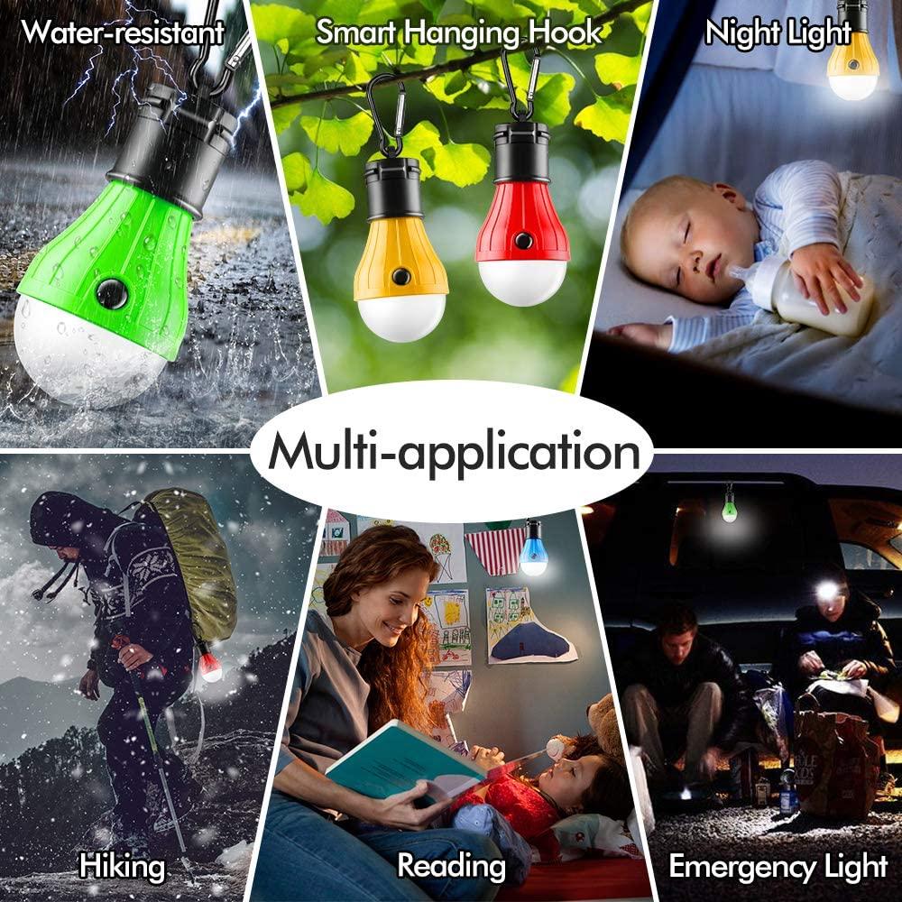 Đèn Lều Đèn LED Lều Di Động 4 Gói Kẹp Móc Đèn khẩn cấp Bão Đèn LED Cắm Trại Bóng Đèn Lều Cắm Trại Đèn Lồng Thiết Bị Cắm Trại
