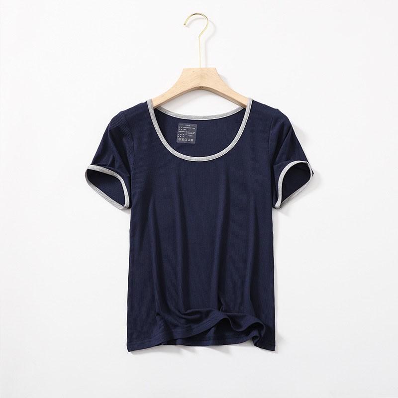 Áo Lót Ren Nữ Tay Ngắn Áo Thun Mùa Hè Mới Cổ Tròn Rayon Nhiệt Đồ Lót Áo L XL XXL Mềm Nighty Áo Khoác