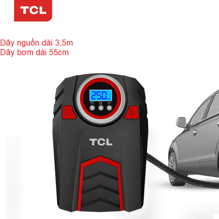 Máy bơm lốp ô tô, xe hơi màn hình Led tự ngắt TCL TD3
