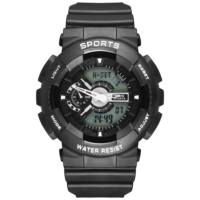 Đồng hồ thể thao nam nữ B002 kim và điện tử Sport watch dây cao su