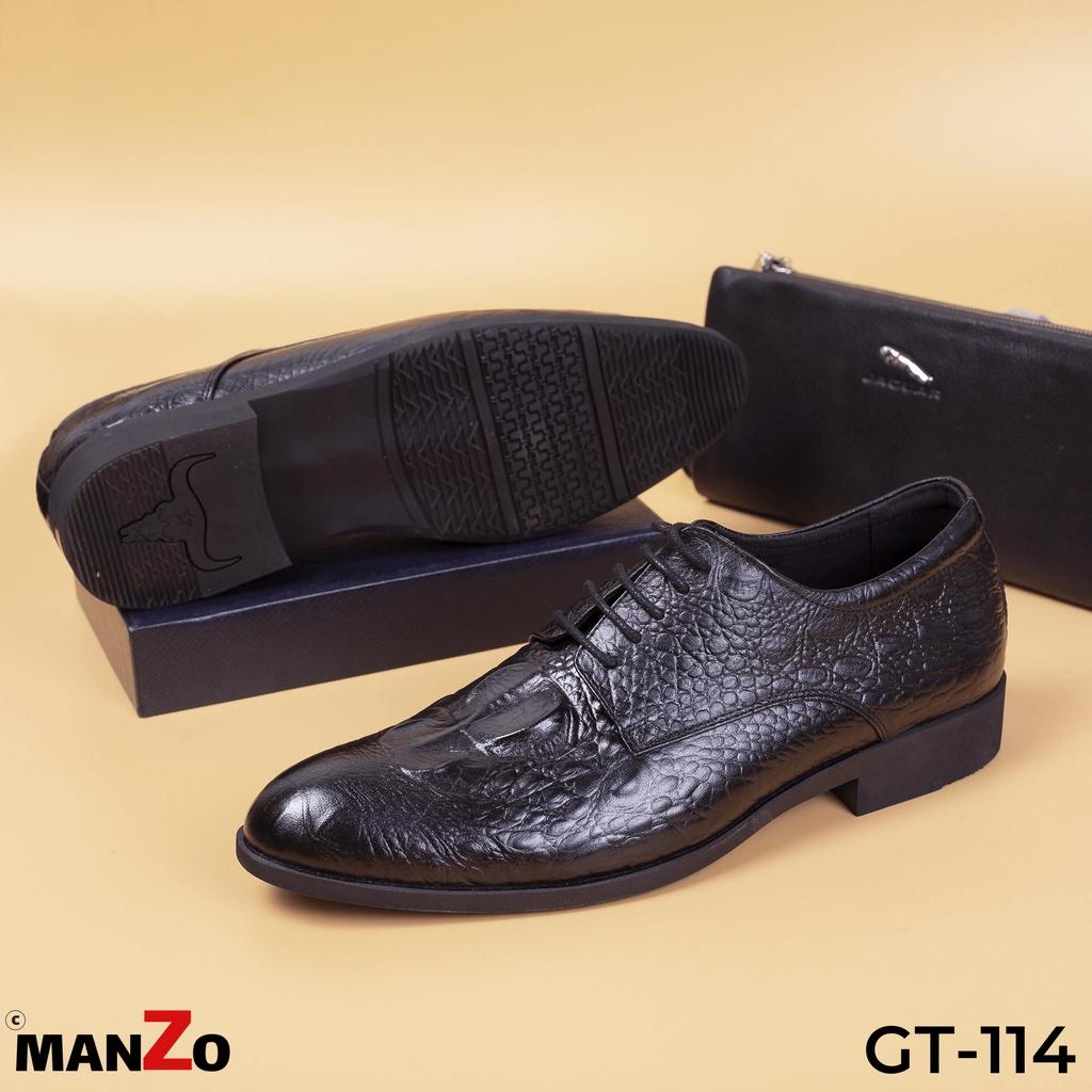 Giày tây nam da bò dập vân cá sấu cao cấp GT114 Manzo