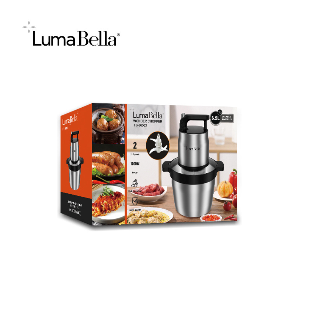 Máy xay thịt 6.5L đa năng công suất cao 1500W xay nhuyễn thịt, rau củ nhanh chóng, Lumabella LB-56003 lưỡi dao sắc bén - HÀNG CHÍNH HÃNG