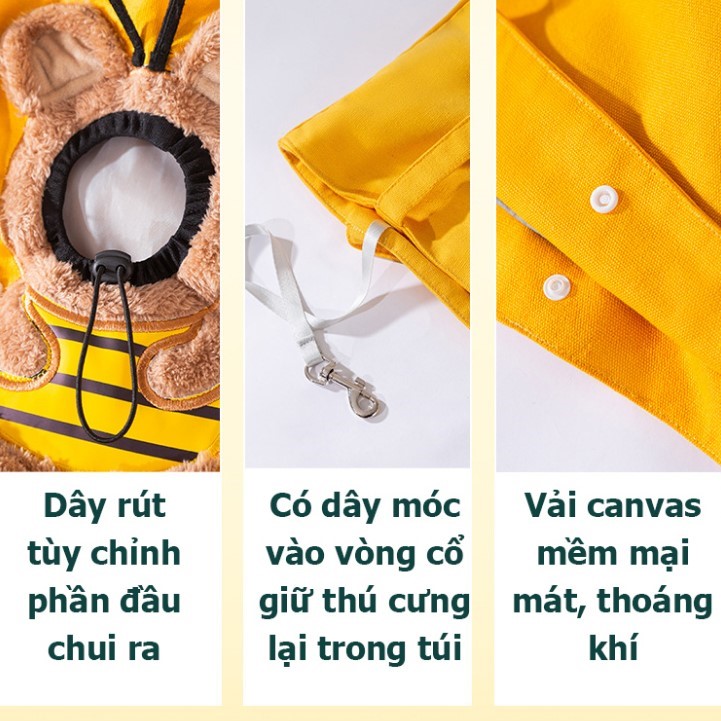 Túi vận chuyển chó mèo đeo vai hình thú có dây chỉnh kích thước