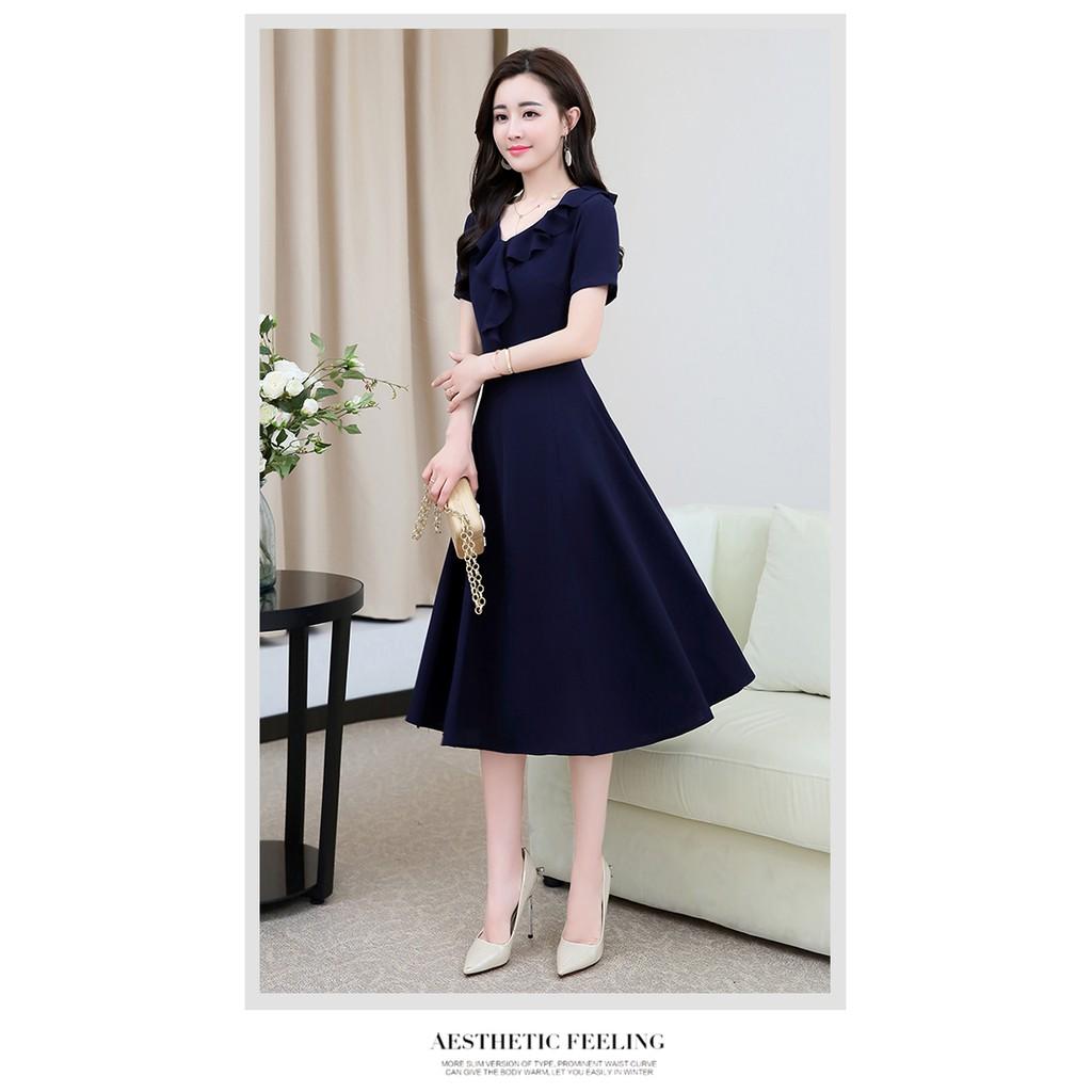 DRESS49-ĐẦM XÒE VIỀN BÈO TAY NGẮN S-6XL