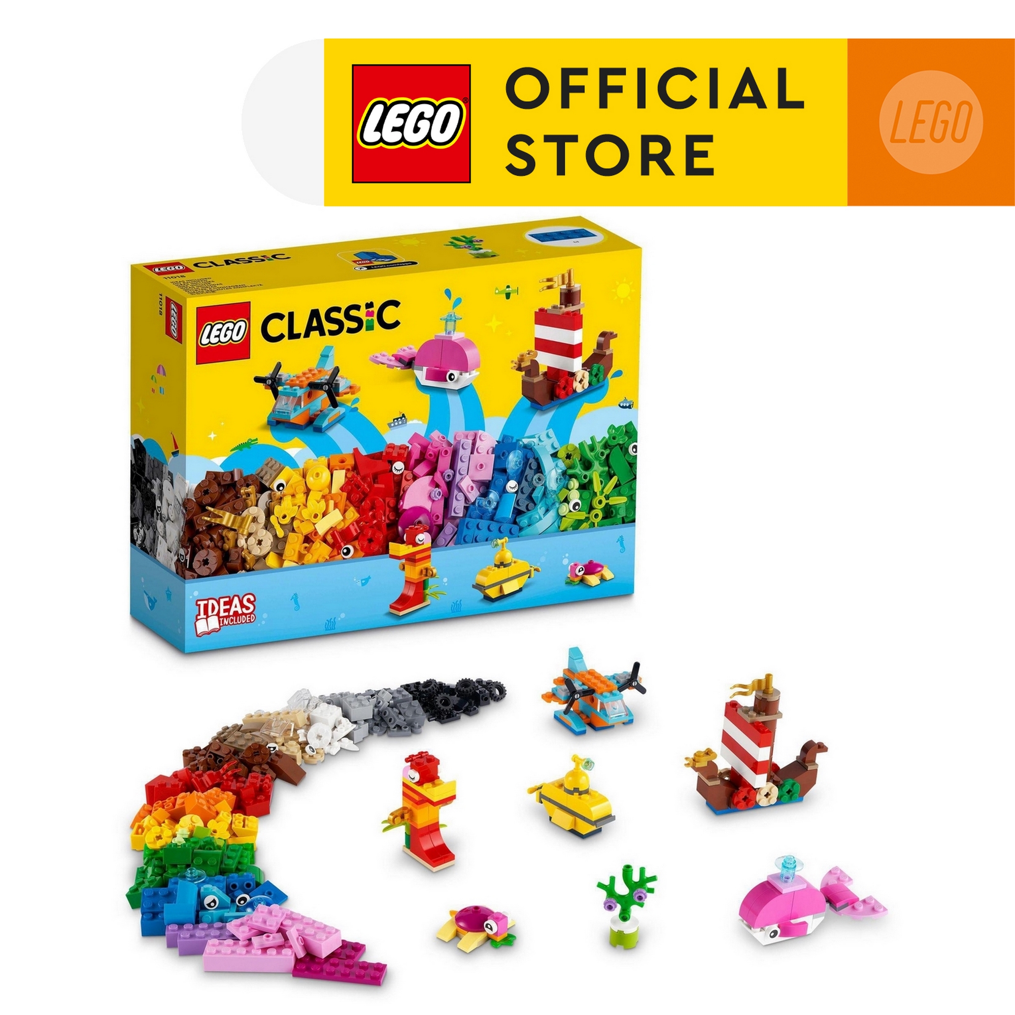 LEGO Classic 11018 Hộp gạch Classic chủ đề đại dương sáng tạo (333 chi tiết)