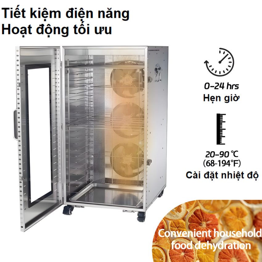 Máy sấy thực phẩm công nghiệp, dung tích 210 lít, 22 khay. Thương hiệu Mỹ cao cấp Septree DBC-22A. Hàng chính hãng