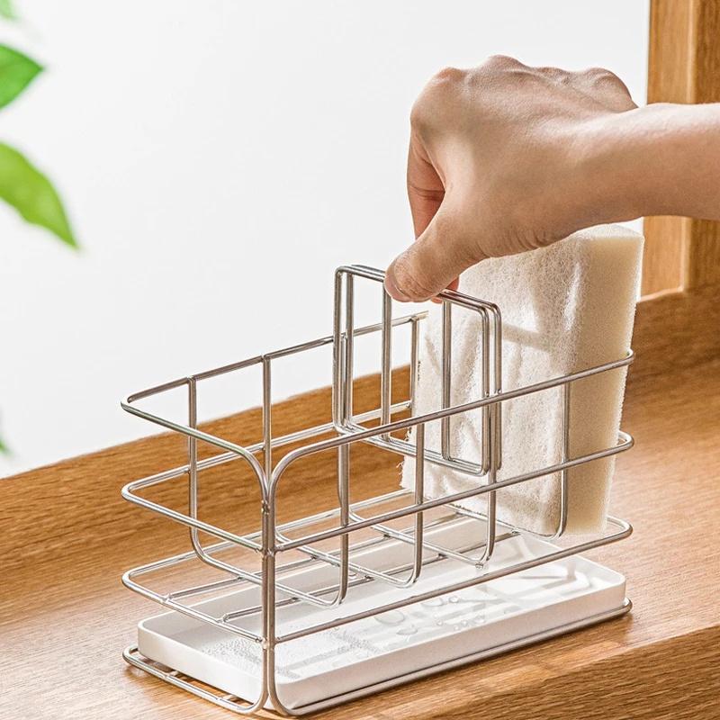 Giá Đựng Miếng Xốp Rửa Chén Đa Năng Bằng Thép Không Gỉ 304 Cho Nhà Bếp Nhà Tắm Mới