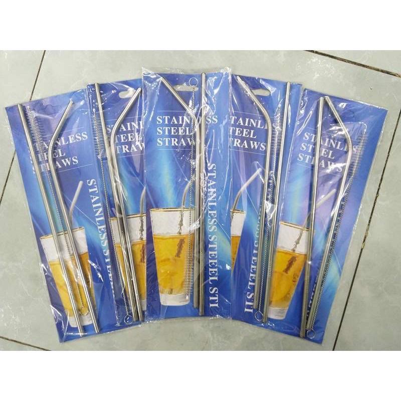Bộ 2 Ống Hút Inox 304 Kèm Cọ Rửa - Bộ Ống Hút Inox Kèm Cọ Rửa Tiện Lợi Giá Rẻ