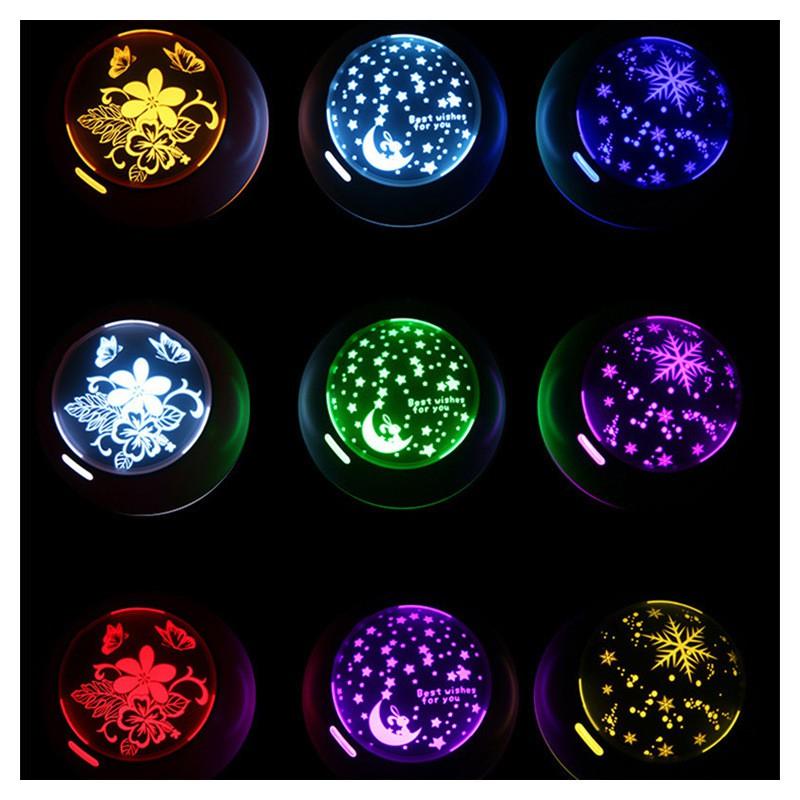 Máy xông tinh dầu quả cầu nhựa 3D tặng kèm 2 tấm nhựa phát sáng , Sang trọng , đèn Led 7 màu cực đẹp