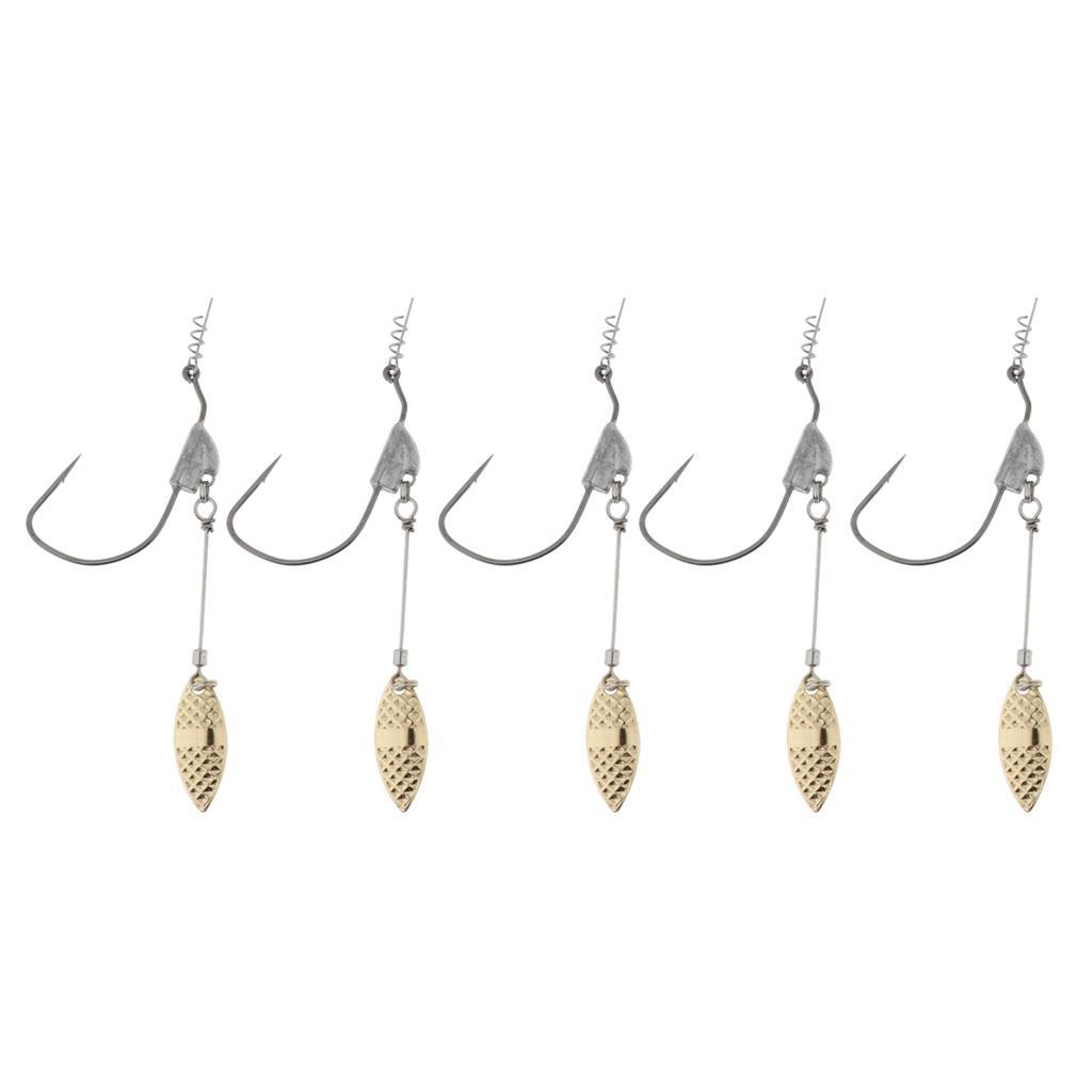 5pcs Weighted Fishing Hooks with Spoon Spring for Swimbaits 6.2g