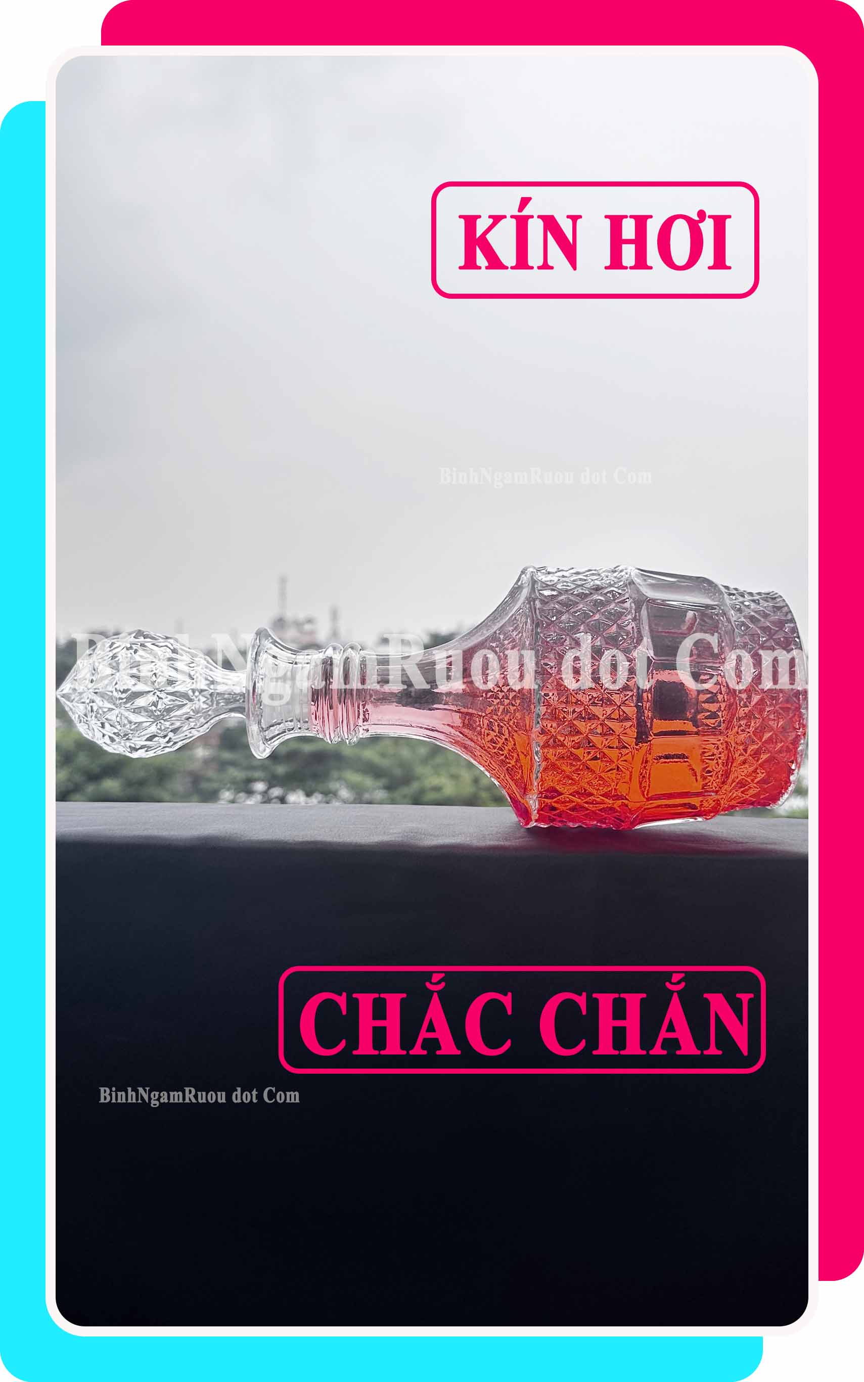 C54 Chai Đựng Rượu Thủy Tinh Dáng Chai Nữ Hoàng Nắp Thủy Tinh Sang Trọng - Cao Cấp 800ml - Đẹp Cao Cấp - Nắp Kín Thủy Tinh Trong - Quà Biếu Sang Trọng