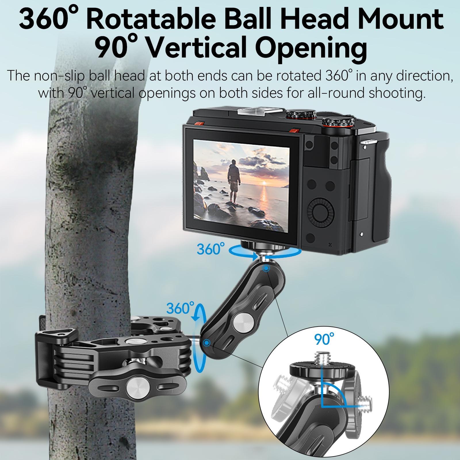 Kim kẹp siêu nhôm của Telesin với cánh tay ma thuật gấp đôi 360 ° cho GoPro Insta 360 x3 DJI Aciton 3 Camera hành động điện thoại di động