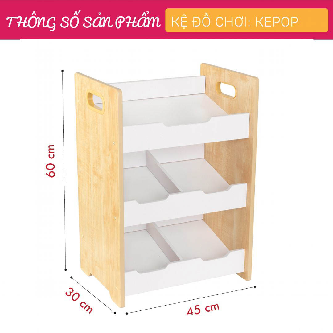 Kệ để đồ chơi cho bé SMLIFE Kepop | Gỗ MDF dày 17mm chống ẩm | D45xR30xC60cm