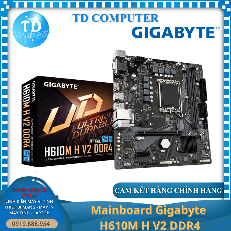 Main Gigabyte H610M H V2 ~ (CPU Gen 12th+13th Socket 1700, HDMI+VGA DDR4 M2) - Hàng chính hãng Viễn Sơn phân phối