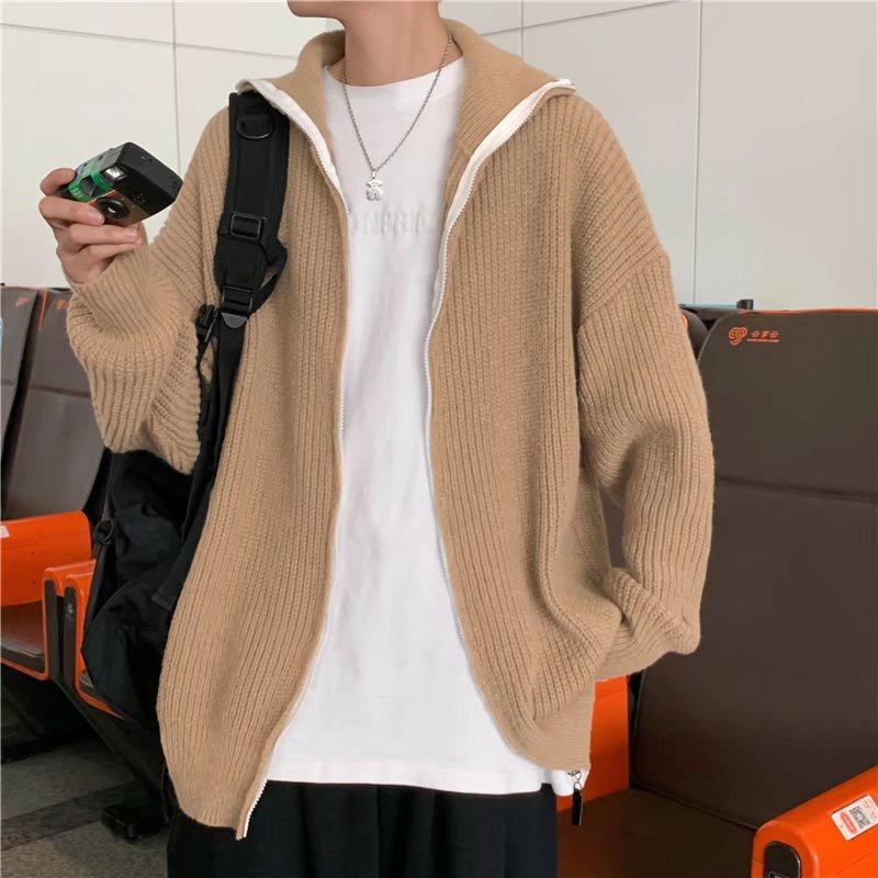 Áo Khoác Cardigan Len Dày Dáng Rộng Thời Trang Thu Đông Cho Nam Size M-2XL