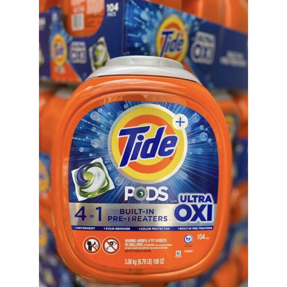 Viên giặt Tide Pod Ultra Oxi 4 in 1 104 Viên nhập Mỹ