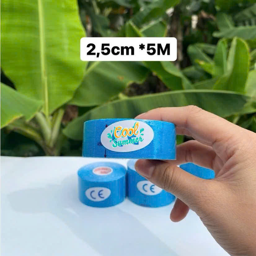 1 Cuộn 2,5cm x 5m Băng Keo Thể Thao Chất Thun Co Giãn Hỗ Trợ Cơ Bắp, Khớp (Kinesiology Tape) - Giao Màu Ngẫu Nhiên