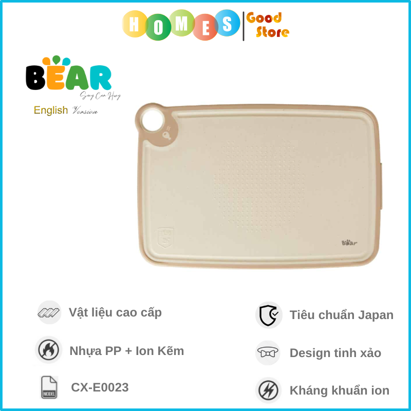 Thớt Nhựa Kháng Khuẩn Cao Cấp BEAR CX-E0023 Size S Chống Đọng Nước Chống Trượt Chống Mốc Tiêu Chuẩn Chất Lượng Toàn Cầu - Hàng Chính Hãng