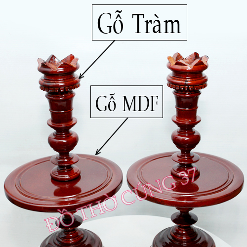Cặp chân đèn thờ bằng gỗ thờ cúng bàn thờ cửu huyền