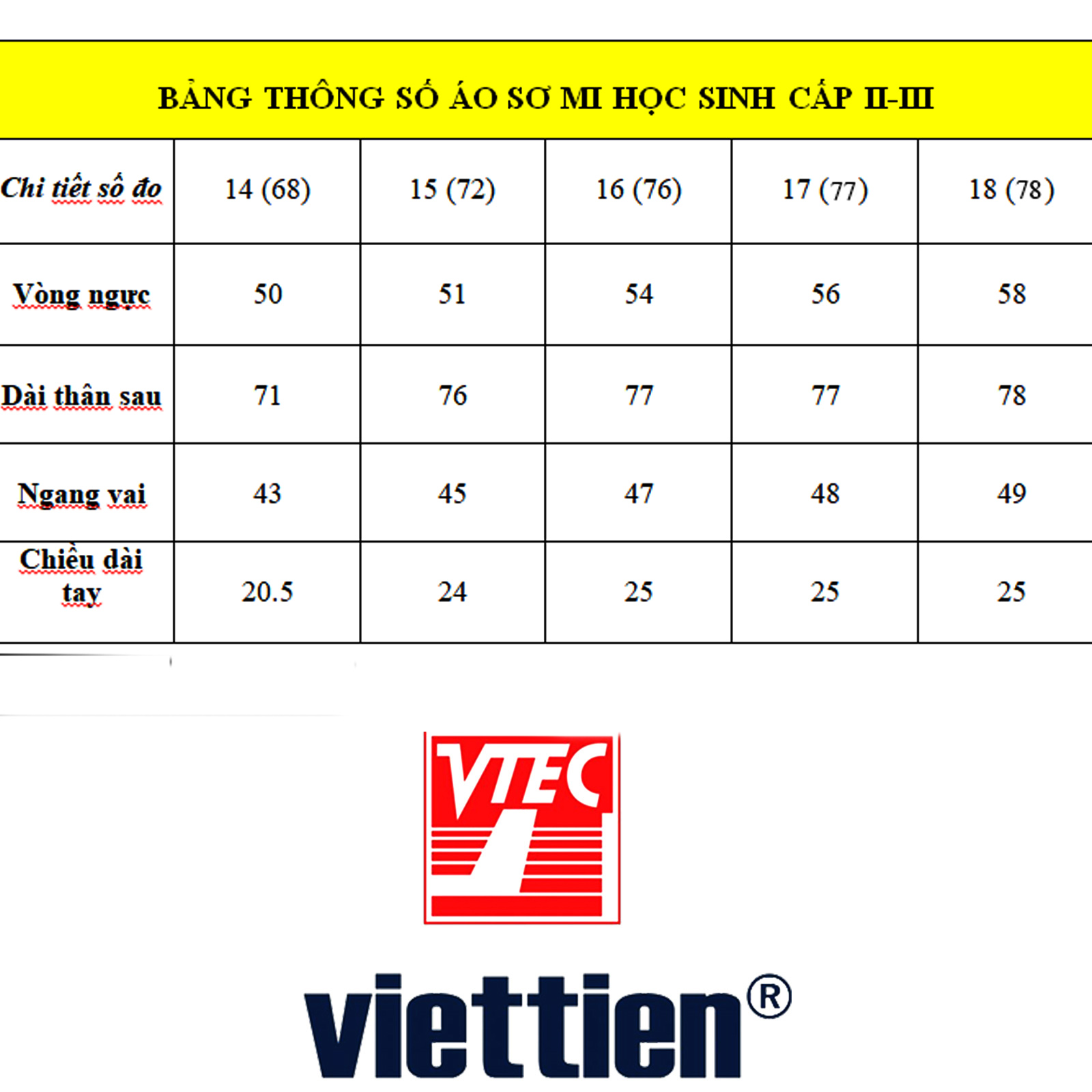 Áo sơ mi học sinh nam cấp 2 - 3 Viettien