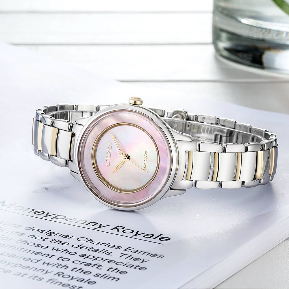 Đồng Hồ Nữ Citizen Dây Thép Không Gỉ EM0384-56D - Mặt Xà Cừ