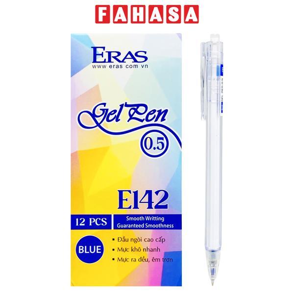 Hộp 12 Bút Gel Bấm 0.5 mm - Eras E142 - Mực Xanh