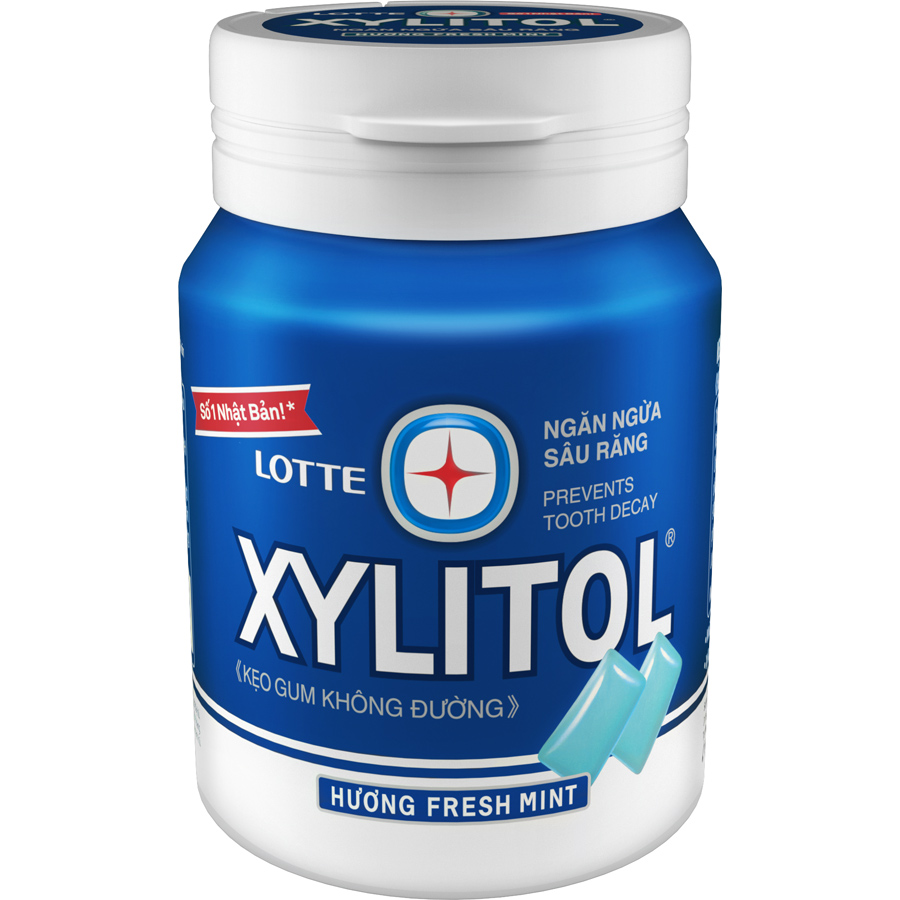 Lốc 6 Hộp Kẹo Gum Không Đường Lotte Xylitol - Hương Fresh Mint (6 x 58g)