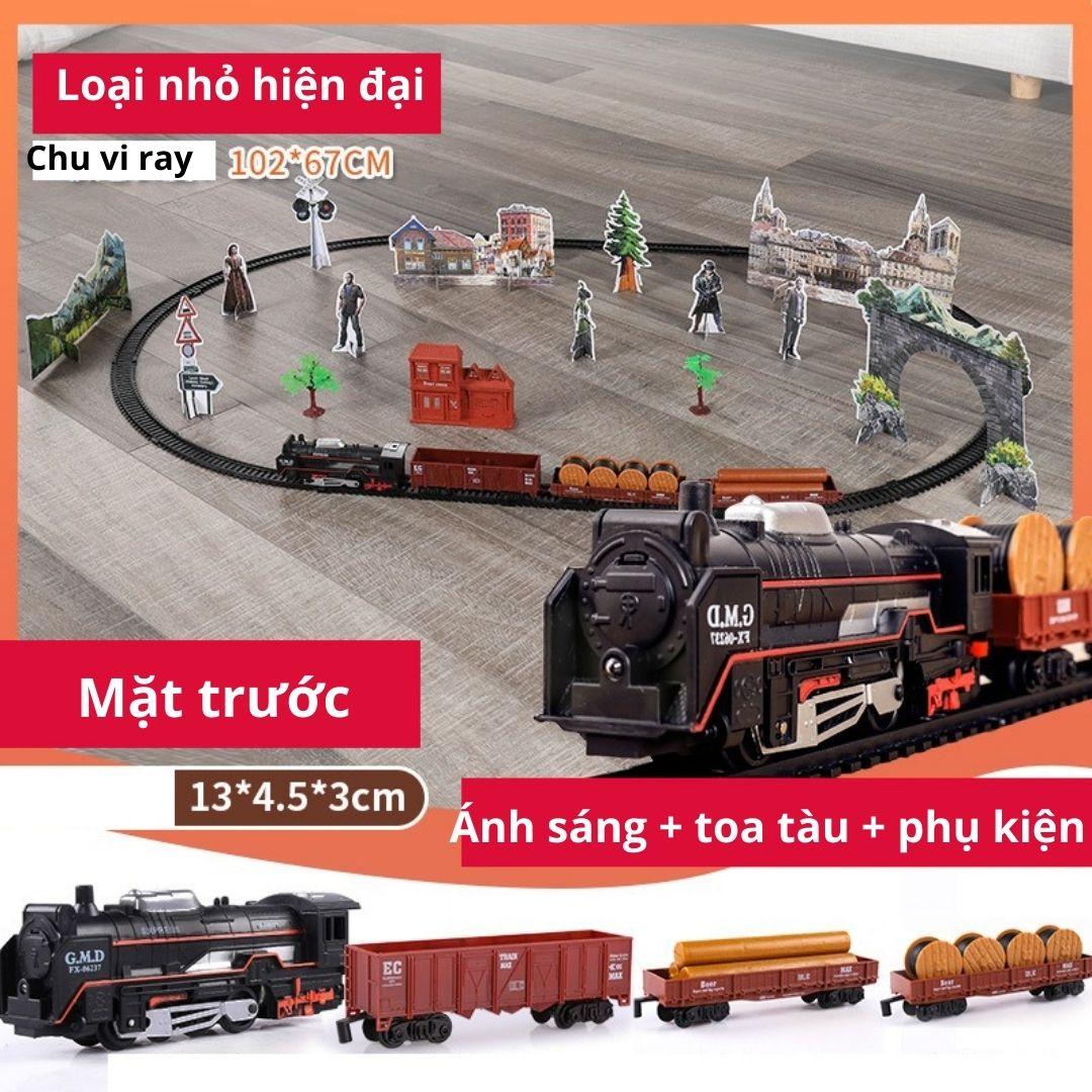 [Có sẵn] Đồ chơi mô hình tàu hỏa cổ điển chạy trên đường ray, nhả hơi nước, có đèn và âm thanh - 19060-6