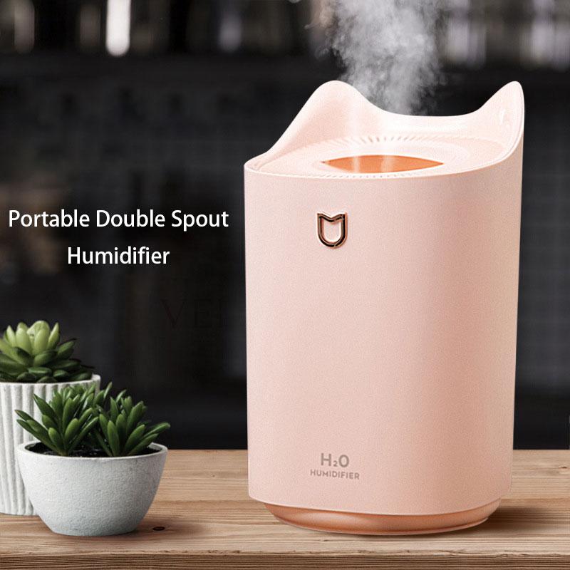 Máy Tạo Độ Ẩm Không Khí 3L Đôi Vòi Phun Ẩm Khuếch Tán USB Hương Thơm Máy Khuếch Tán Tinh Dầu Lộc Coloful LED Siêu Âm Khuếch Tán Hương Thơm