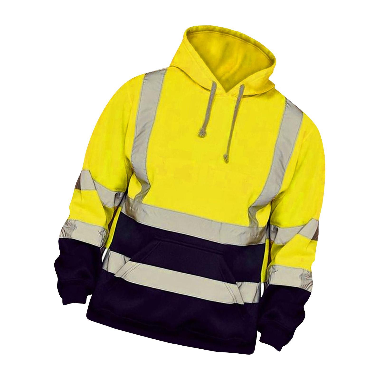 High Visibility Work Jacket Coat Mens Hoodie Sweatshirt for Roadside